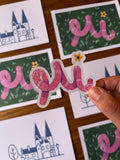 Hi! - sparkling worm vinyl sticker
